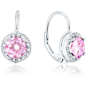 Beneto Ezüst fülbevaló rózsaszín kristályokkal AGUC1159