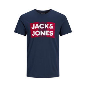 Jack&Jones PLUS Férfi póló  JJELOGO Regular Fit 12158505 Navy Blazer 4XL