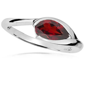 MOISS Elegáns ezüst gyűrű piros gránáttal RG000 60 mm