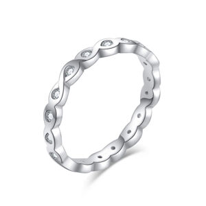 MOISS Elegáns ezüst gyűrű átlátszó cirkónium kővel R00019 52 mm