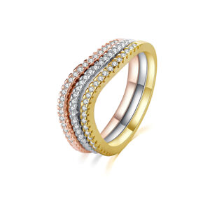 MOISS Elegáns háromszínű ezüst gyűrű szett cirkónium kövekkel R00020 56 mm