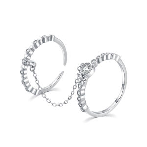 MOISS Bámulatos dupla ezüst gyűrű cirkónium kövekkel R00022 52 mm