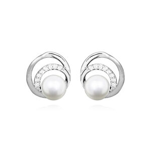MOISS Csillogó ezüst fülbevalók valódi gyöngyökkel EP000166