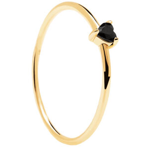 PDPAOLA Gyengéd aranyozott gyűrű szívvel Black Heart Gold AN01-224 52 mm
